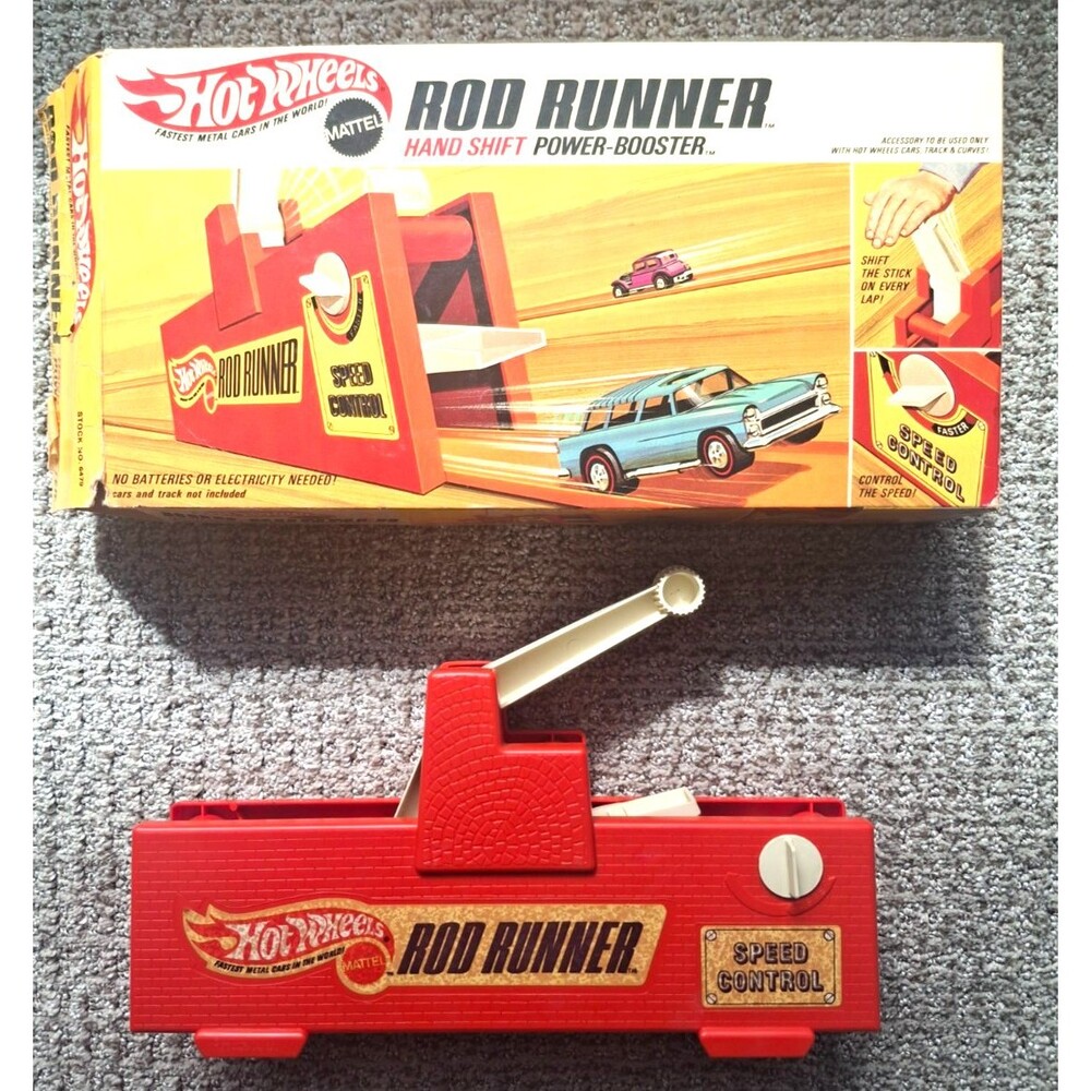 Vintage 1969 Hot Wheels Single Lane Rod Runner Hand Shift Power Booster with Box